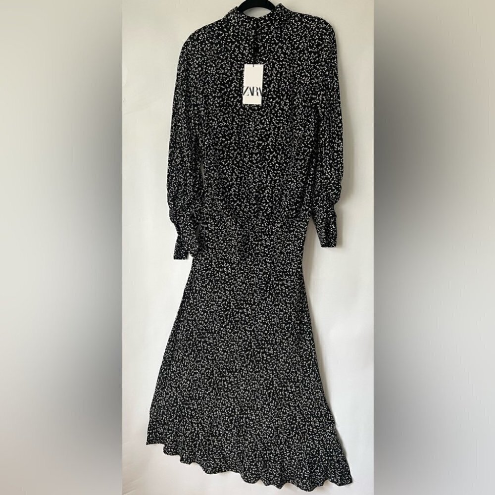 Zara, Women's Long Printed Dress - Asymmetrical Hem. Size: XS-S. NWT.